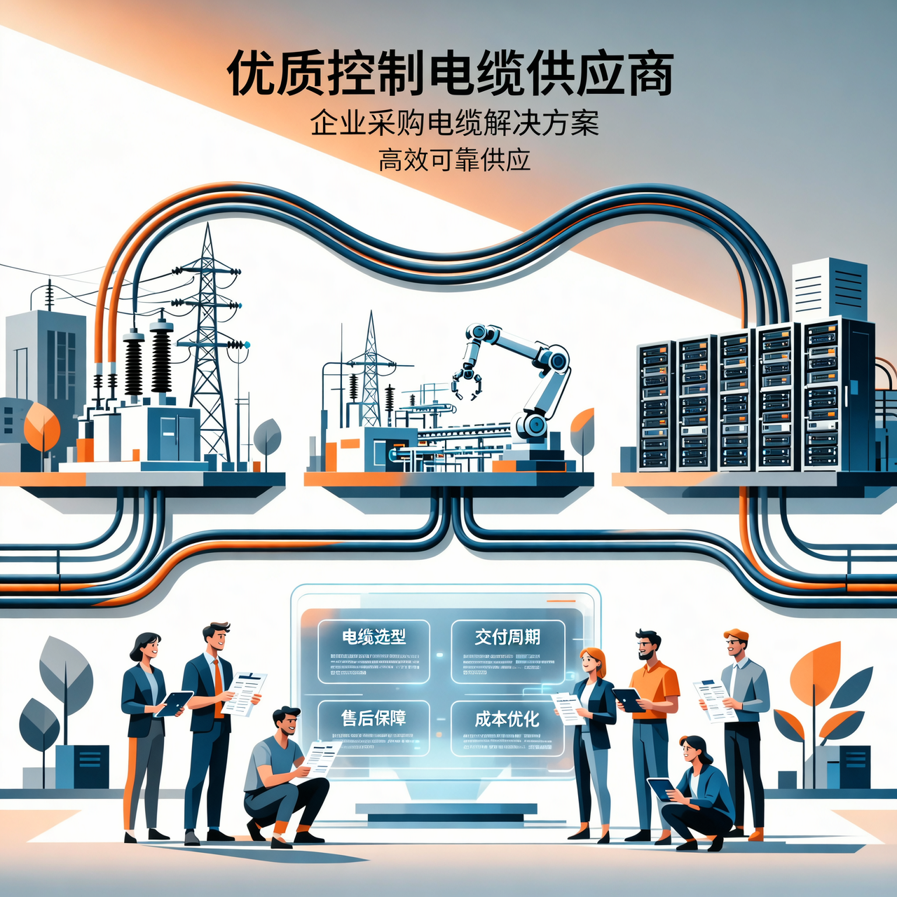 电力工程与企业采购解决方案插画
