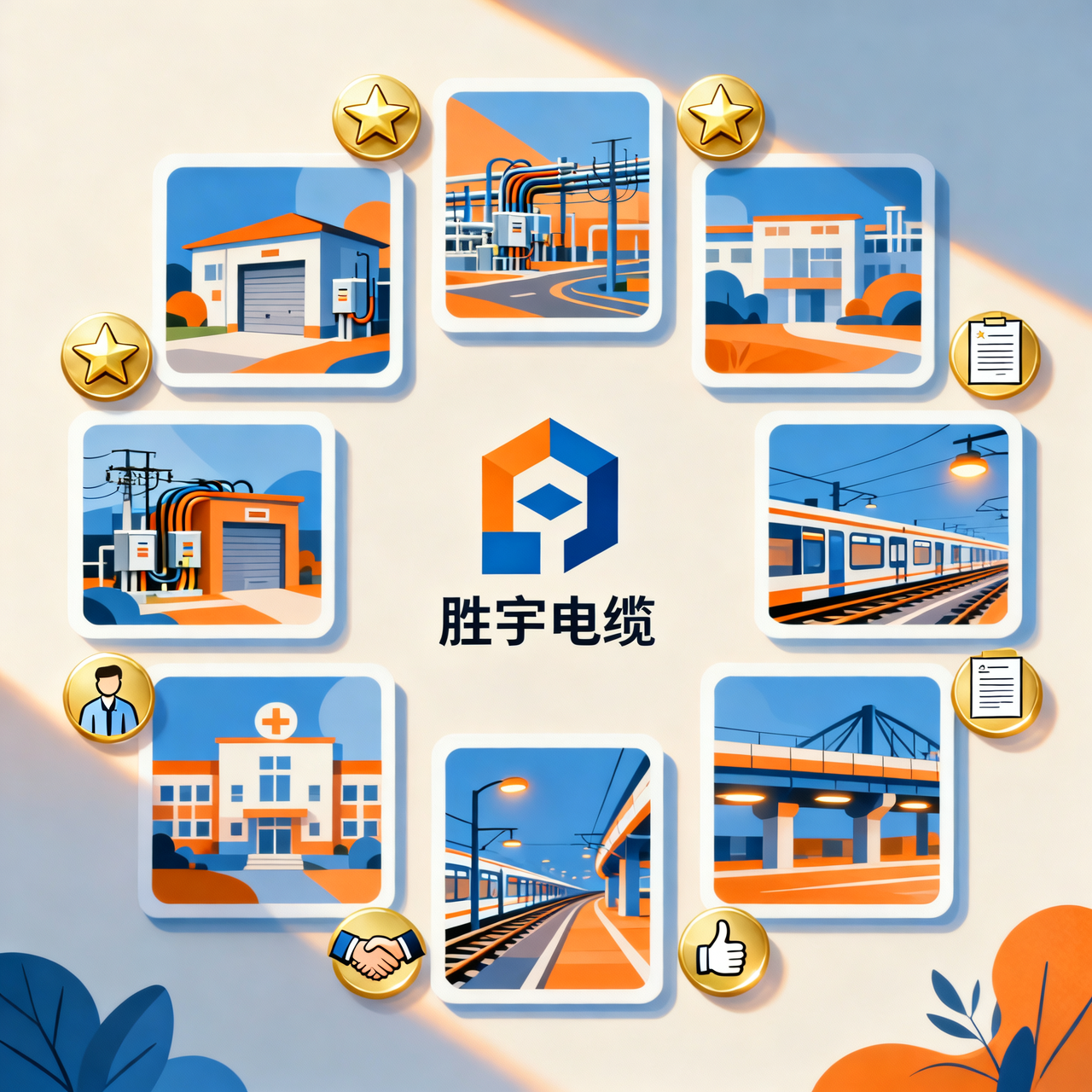 胜宇电缆用户口碑与工程案例插画